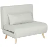 Sillón Cama Plegable con Respaldo Ajustable en 6 Posiciones Almohada Acolchada Carga 120 kg 94x78x80 cm Crema - Ogal.Es