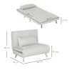 Sillón Cama Plegable con Respaldo Ajustable en 6 Posiciones Almohada Acolchada Carga 120 kg 94x78x80 cm Crema - Ogal.Es