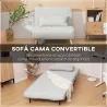 Sillón Cama Plegable con Respaldo Ajustable en 6 Posiciones Almohada Acolchada Carga 120 kg 94x78x80 cm Crema - Ogal.Es