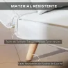 Sillón Cama Plegable con Respaldo Ajustable en 6 Posiciones Almohada Acolchada Carga 120 kg 94x78x80 cm Crema - Ogal.Es