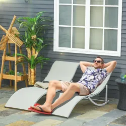 2 Tumbonas Plegables en Forma de S Ergonómica con Marco de Aluminio Texteline para Piscina Patio Jardín Terraza ... - Ogal.Es
