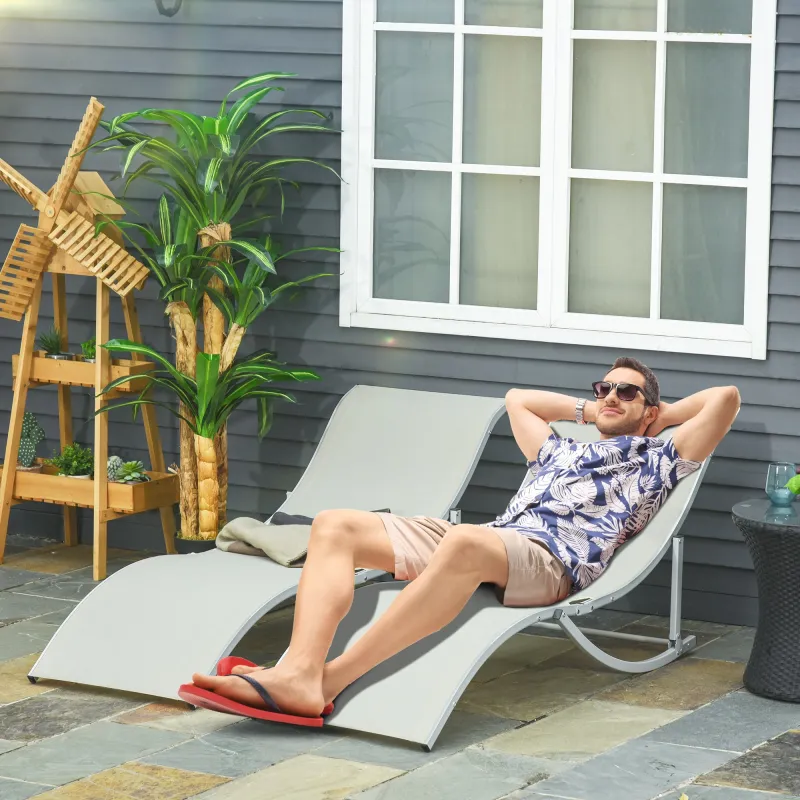2 Tumbonas Plegables en Forma de S Ergonómica con Marco de Aluminio Texteline para Piscina Patio Jardín Terraza ... - Ogal.Es