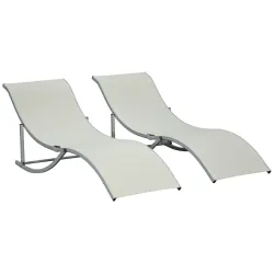 2 Tumbonas Plegables en Forma de S Ergonómica con Marco de Aluminio Texteline para Piscina Patio Jardín Terraza ... - Ogal.Es