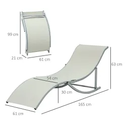 2 Tumbonas Plegables en Forma de S Ergonómica con Marco de Aluminio Texteline para Piscina Patio Jardín Terraza ... - Ogal.Es