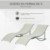 2 Tumbonas Plegables en Forma de S Ergonómica con Marco de Aluminio Texteline para Piscina Patio Jardín Terraza ... - Ogal.Es
