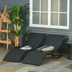 2 Tumbonas Plegables de Aluminio en Forma de S Ergonómica con Tela Texteline para Piscina Patio Jardín Terraza 1... - Ogal.Es