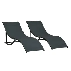 2 Tumbonas Plegables de Aluminio en Forma de S Ergonómica con Tela Texteline para Piscina Patio Jardín Terraza 1... - Ogal.Es