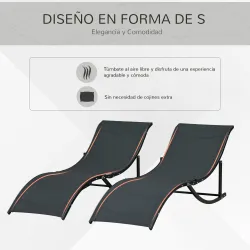2 Tumbonas Plegables de Aluminio en Forma de S Ergonómica con Tela Texteline para Piscina Patio Jardín Terraza 1... - Ogal.Es
