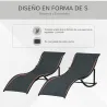 2 Tumbonas Plegables de Aluminio en Forma de S Ergonómica con Tela Texteline para Piscina Patio Jardín Terraza 1... - Ogal.Es
