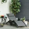 Tumbona Reclinable de Aluminio con Respaldo Ajustable en 5 Posiciones y Reposacabezas Extraíble Acolchado Textel... - Ogal.Es