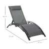Tumbona Reclinable de Aluminio con Respaldo Ajustable en 5 Posiciones y Reposacabezas Extraíble Acolchado Textel... - Ogal.Es