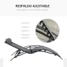 Tumbona Reclinable de Aluminio con Respaldo Ajustable en 5 Posiciones y Reposacabezas Extraíble Acolchado Textel... - Ogal.Es