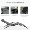 Tumbona Reclinable de Aluminio con Respaldo Ajustable en 5 Posiciones y Reposacabezas Extraíble Acolchado Textel... - Ogal.Es