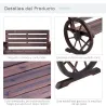 Banco de Madera para Exteriores con Apoyabrazos en Forma de Rueda Aspecto Envejecido Jardín Balcón Terraza 105,5... - Ogal.Es
