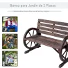 Banco de Madera para Exteriores con Apoyabrazos en Forma de Rueda Aspecto Envejecido Jardín Balcón Terraza 105,5... - Ogal.Es