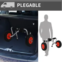 Carro de Transporte Plegable para Kayak Carga 75 kg Aluminio Ajuste Universal con Ruedas para Canoa Embarcación ... - Ogal.Es