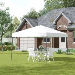 Cenador Plegable 3x3m con Bolsa de Transporte con Ruedas Impermeable y Marco de Acero Blanco - Ogal.Es