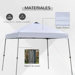 Cenador Plegable 3x3m con Bolsa de Transporte con Ruedas Impermeable y Marco de Acero Blanco - Ogal.Es