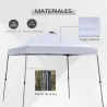 Cenador Plegable 3x3m con Bolsa de Transporte con Ruedas Impermeable y Marco de Acero Blanco - Ogal.Es