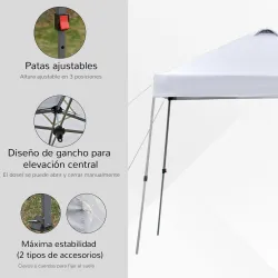 Cenador Plegable 3x3m con Bolsa de Transporte con Ruedas Impermeable y Marco de Acero Blanco - Ogal.Es