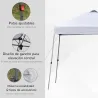 Cenador Plegable 3x3m con Bolsa de Transporte con Ruedas Impermeable y Marco de Acero Blanco - Ogal.Es
