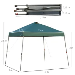 Cenador Plegable 3x3m Carpa de Jardín con Bolsa de Transporte con Ruedas Impermeable y Marco de Acero Gazebo par... - Ogal.Es