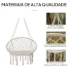 Silla Colgante Redondo de Ø60 cm Silla Hamaca Columpio con Cojín y Cuerda de Algodón para Interior y Exterior Ca... - Ogal.Es