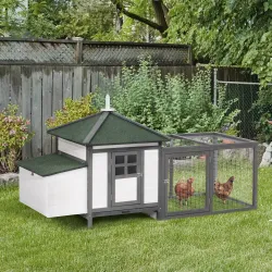 Gallinero de Madera Exterior, Jaula para Gallinas con Nidos, Corral, Bandeja Extraíble, Tapa Abatible, 196x76x97... - Ogal.Es
