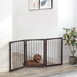Barrera de Seguridad Plegable de 3 Paneles 160x76 cm Rejilla de Protección para Perros Pequeños para Puertas Esc... - Ogal.Es