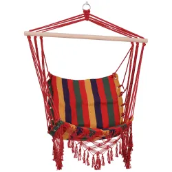 Silla Hamaca Colgante Tejido de Algodón Poliéster Carga 100 kg Sillón Colgante para Interior Exterior Terraza 10... - Ogal.Es
