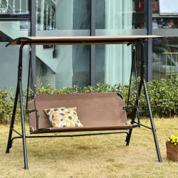 Columpio de Jardín de Exterior de 2 Plazas Silla Balancín con Parasol Techo Ajustable en Ángulo Terraza Balcón E... - Ogal.Es