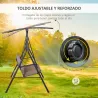 Columpio de Jardín de Exterior de 2 Plazas Silla Balancín con Parasol Techo Ajustable en Ángulo Terraza Balcón E... - Ogal.Es