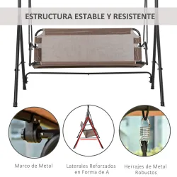 Columpio de Jardín de Exterior de 2 Plazas Silla Balancín con Parasol Techo Ajustable en Ángulo Terraza Balcón E... - Ogal.Es