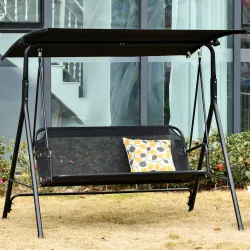 Columpio de Jardín de Exterior de 2 Plazas Silla Balancín con Parasol Techo Ajustable en Ángulo Terraza Balcón E... - Ogal.Es