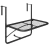 Mesa Colgante de Balcón con Brazo Regulable y Altura Ajustable en 3 Posiciones Marco Metálico 60x56x50 cm Negro - Ogal.Es