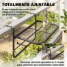 Mesa Colgante de Balcón con Brazo Regulable y Altura Ajustable en 3 Posiciones Marco Metálico 60x56x50 cm Negro - Ogal.Es