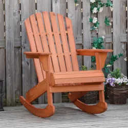 Silla Adirondack de Madera Natural 77x94x97 cm para Jardín Terraza Exterior de Estilo Rústico Carga 130kg Color ... - Ogal.Es