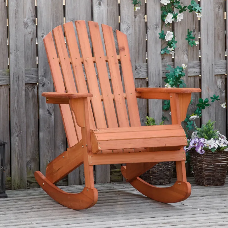 Silla Adirondack de Madera Natural 77x94x97 cm para Jardín Terraza Exterior de Estilo Rústico Carga 130kg Color ... - Ogal.Es