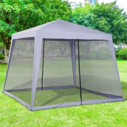 Carpa de Jardín 3x3 m Cenador con 4 Partes Laterales Mosquitera con Cremallera Protección UV Impermeable para Pa... - Ogal.Es