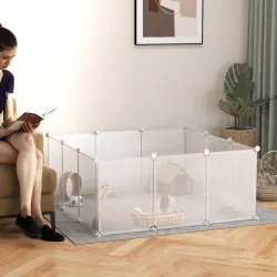 Valla para Mascotas, Jaula Modular, Recinto Interior de Plástico Transparente con 12 Paneles, 24 Conectores, par... - Ogal.Es