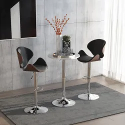 Mesa de Bar Regulable en Altura con Base Redonda y Antideslizante para Cocina Comedor Ø60x69-93 cm Blanco - Ogal.Es