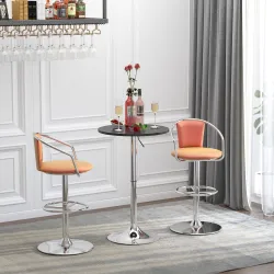 Mesa de Bar Regulable en Altura con Base Redonda y Antideslizante para Cocina Comedor Ø60x69-93 cm Negro - Ogal.Es