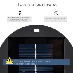 Linterna de Jardín de Ratán Sintético Farola Solar Exterior con Luces LED Encendido y Apagado Automático Imperme... - Ogal.Es