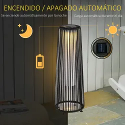Linterna de Jardín de Ratán Sintético Farola Solar Exterior con Luces LED Encendido y Apagado Automático Imperme... - Ogal.Es