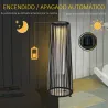 Linterna de Jardín de Ratán Sintético Farola Solar Exterior con Luces LED Encendido y Apagado Automático Imperme... - Ogal.Es