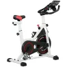 Bici Estática con Resistencia Regulable Volante de Inercia 8 kg Pantalla LCD Manillar y Asiento Ajustable Blanco - Ogal.Es