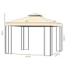 Cenador de Jardín 3x3x2,72 m Gazebo Carpas para Exterior Grandes con Doble Techo Mosquiteras y Marco de Acero pa... - Ogal.Es