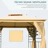 Cenador de Jardín 3x3x2,72 m Gazebo Carpas para Exterior Grandes con Doble Techo Mosquiteras y Marco de Acero pa... - Ogal.Es