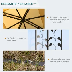 Cenador de Jardín 3x3x2,72 m Gazebo Carpas para Exterior Grandes con Doble Techo Mosquiteras y Marco de Acero pa... - Ogal.Es