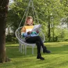 Silla Colgante Redondo de Ø60 cm Silla Hamaca Columpio con Cojín y Cuerda de Algodón para Interior y Exterior Ca... - Ogal.Es